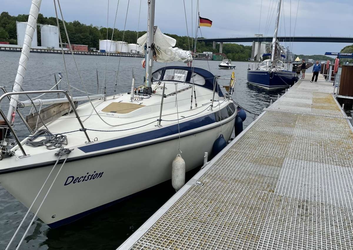 Entfernungen im NOK zu den Sportbootliegestellen - Navinfo bei Kiel (Holtenau)